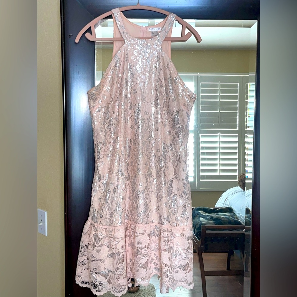 Worn once! I lost weight, I am short, 5'2", was 170 in the pic.Very flattering!